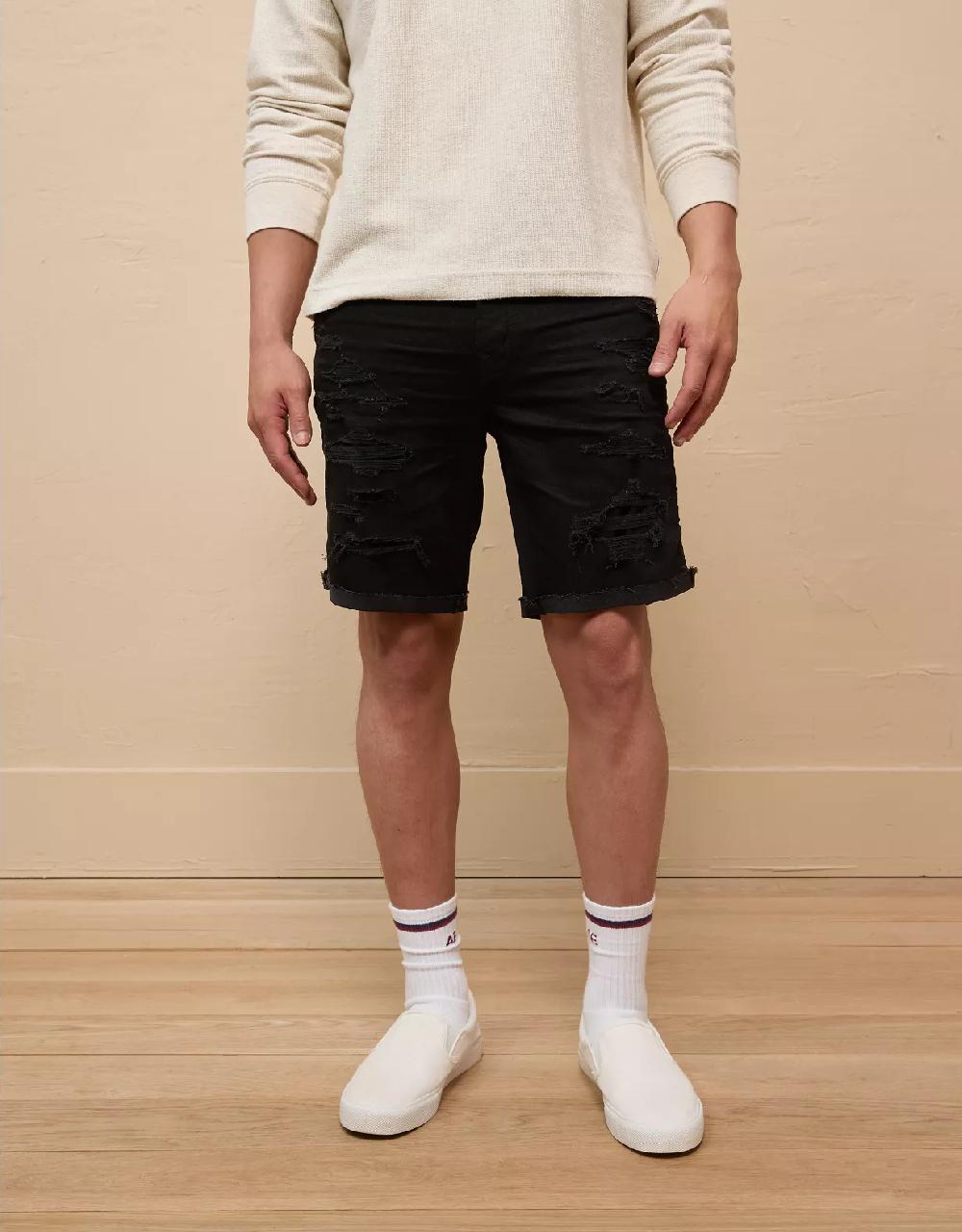 aeo AE 9" AirFlex+ Patched Denim Short