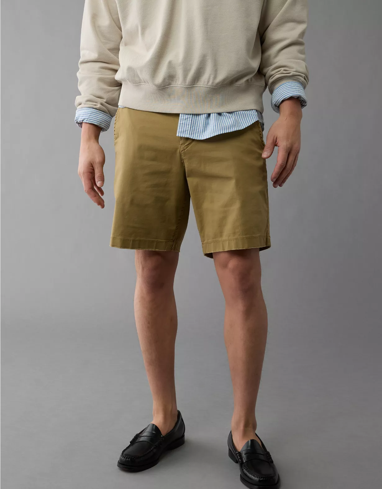 aeo AE 9" Flex Lived-In Khaki Short