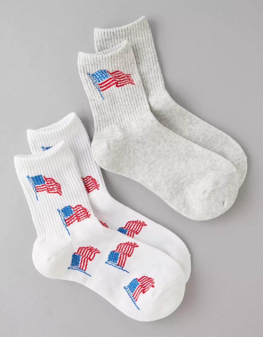 aeo AE American Flag '90s Crew Socks 2-Pack