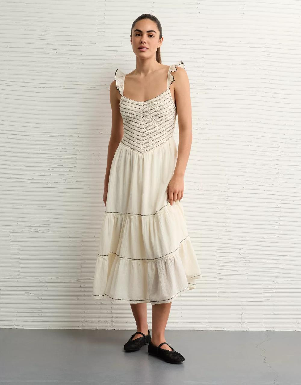 aeo AE Bella Flutter Sleeve Midi Dress