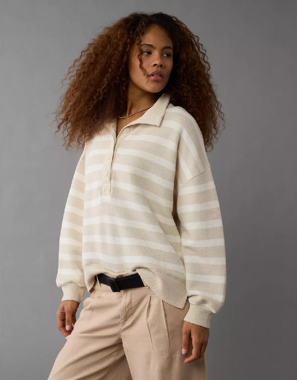 aeo AE Big Hug Henley Sweatshirt