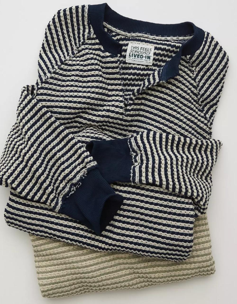 aeo AE Big Hug Notch Neck Waffle Sweatshirt