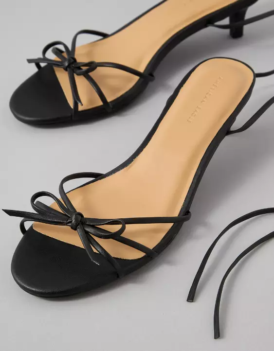 Aeo AE Bow Lace-Up Kitten Heels
