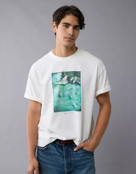 Aeo AE Boxy Destination Graphic T-Shirt