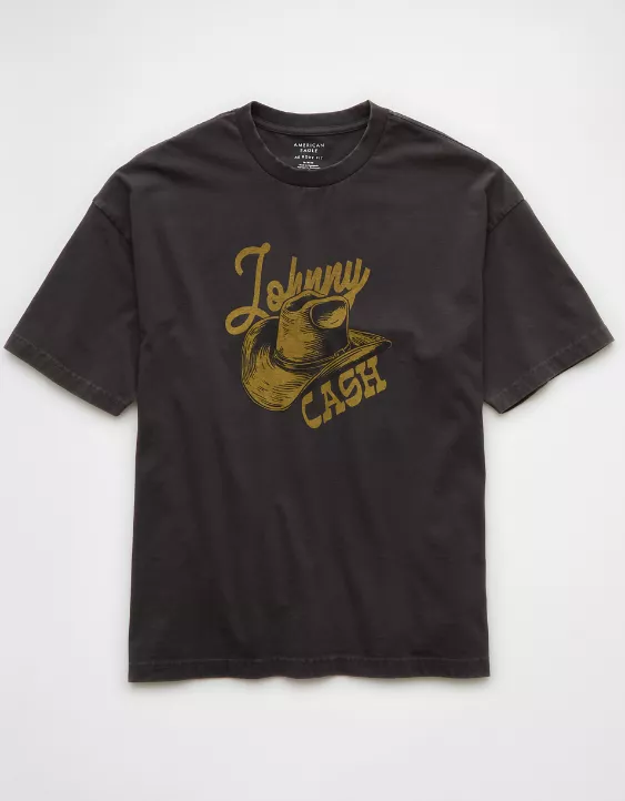 Aeo AE Boxy Johnny Cash Graphic T-Shirt