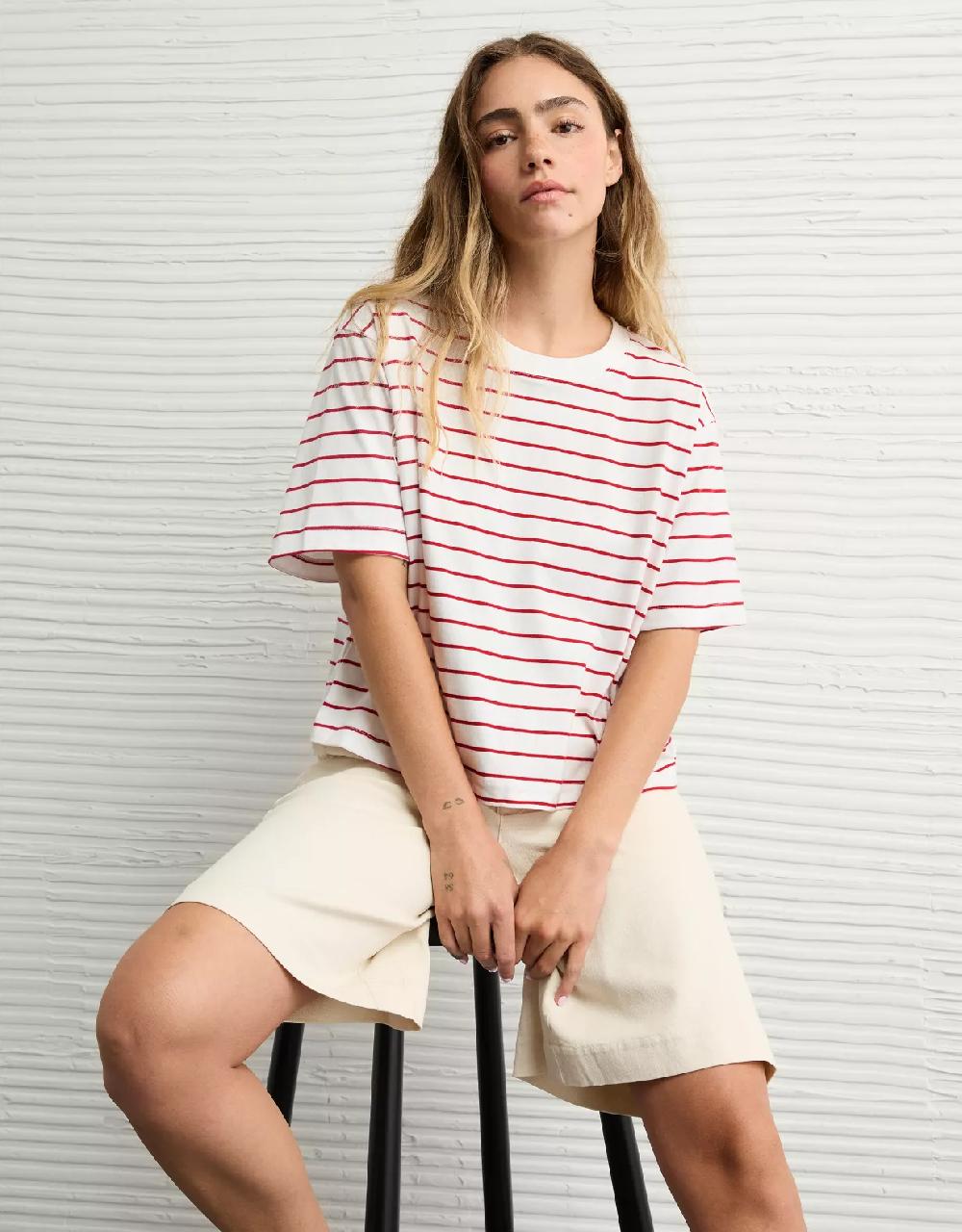 aeo AE Boxy Striped T-Shirt