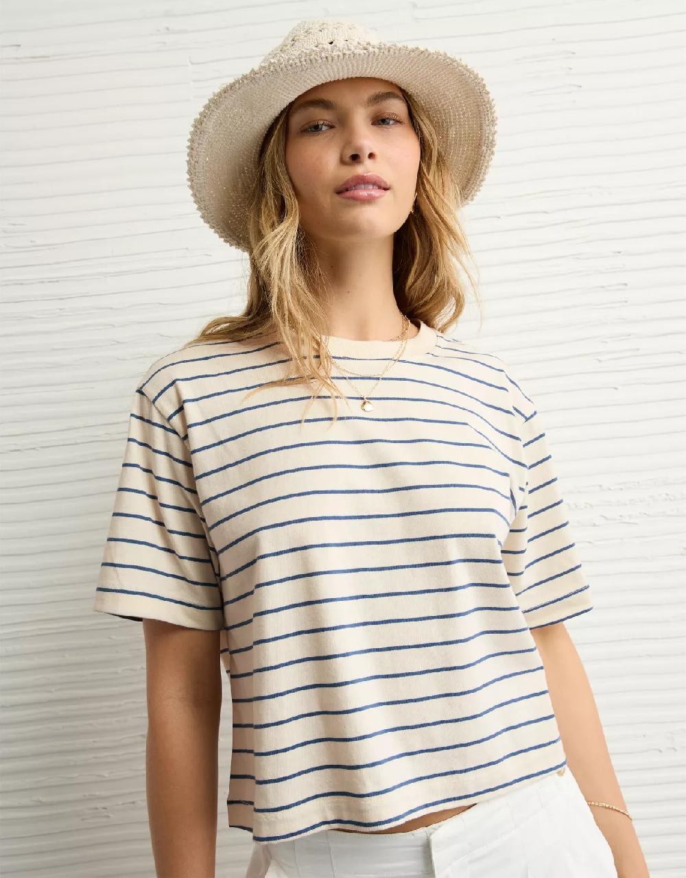 aeo AE Boxy Striped T-Shirt