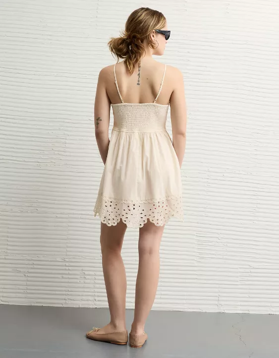 Aeo AE Catie Corset Eyelet Mini Dress
