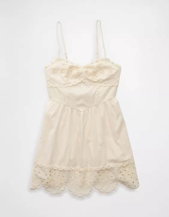Aeo AE Catie Corset Eyelet Mini Dress