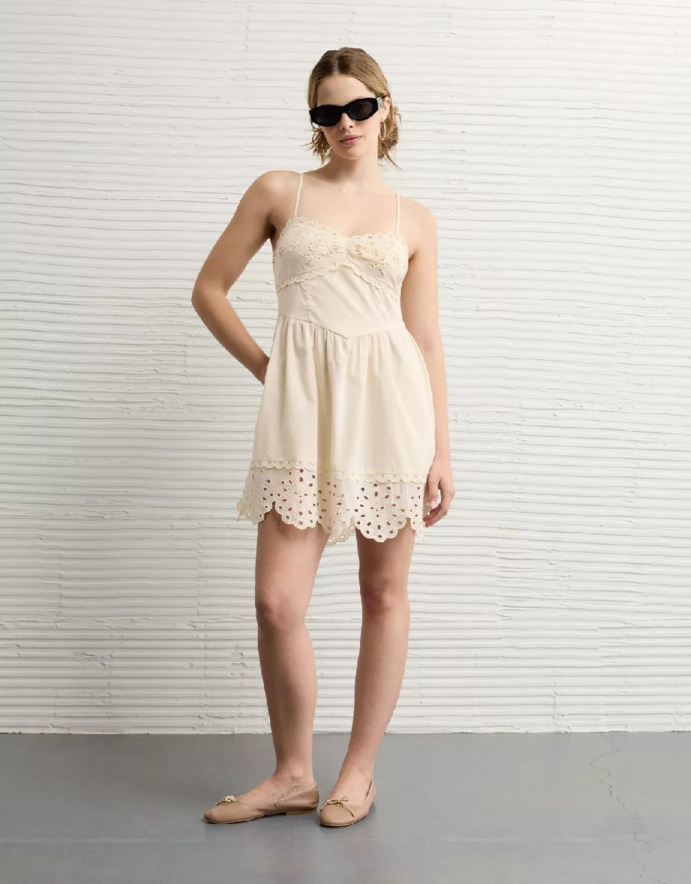 aeo AE Catie Corset Eyelet Mini Dress