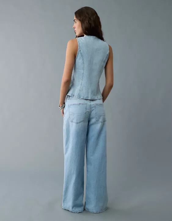 Aeo AE Crew Neck Button-Up Denim Vest