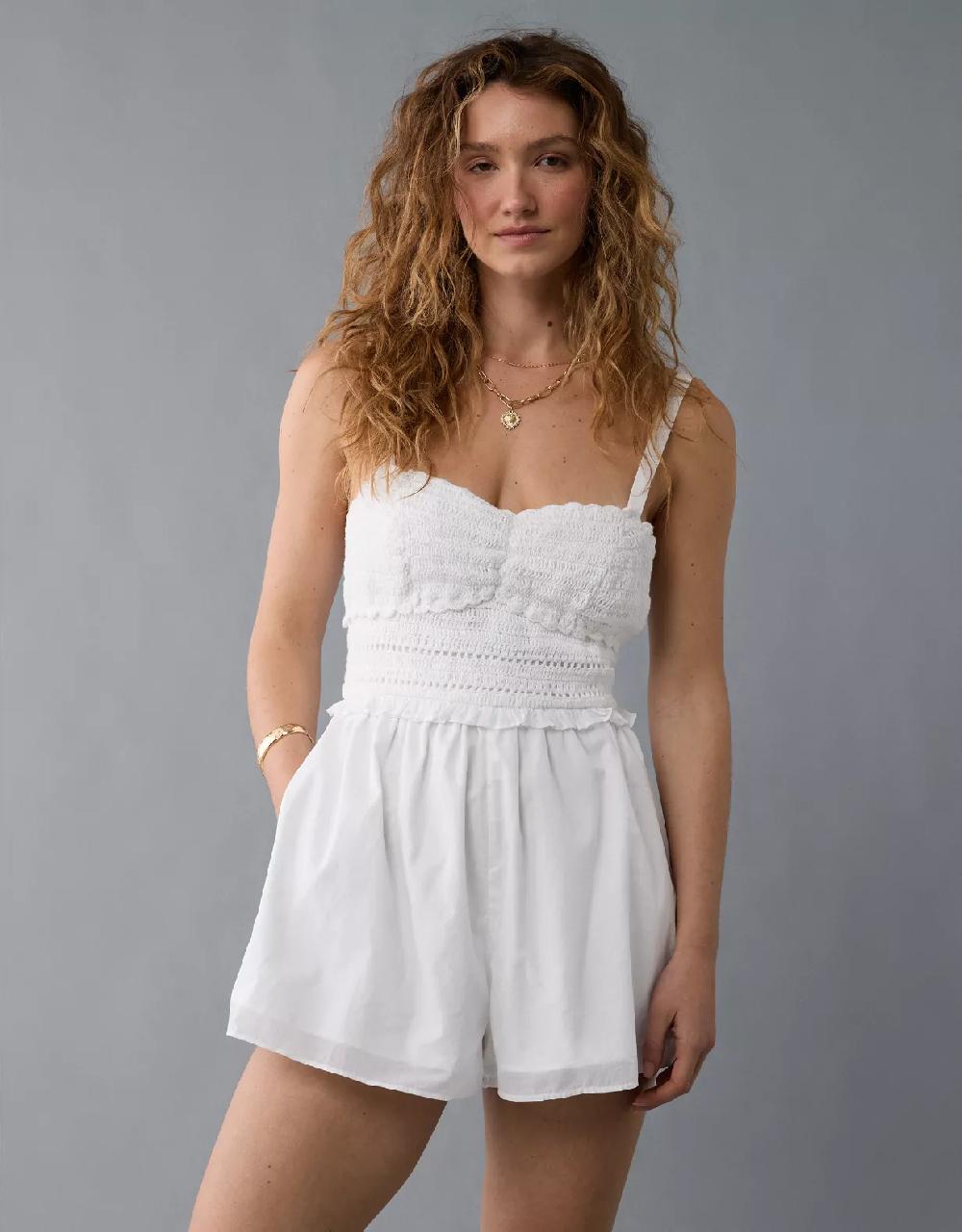 aeo AE Crochet Bodice Romper