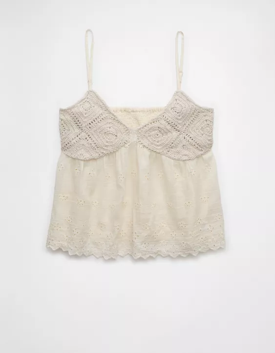 Aeo AE Crochet Eyelet Cami