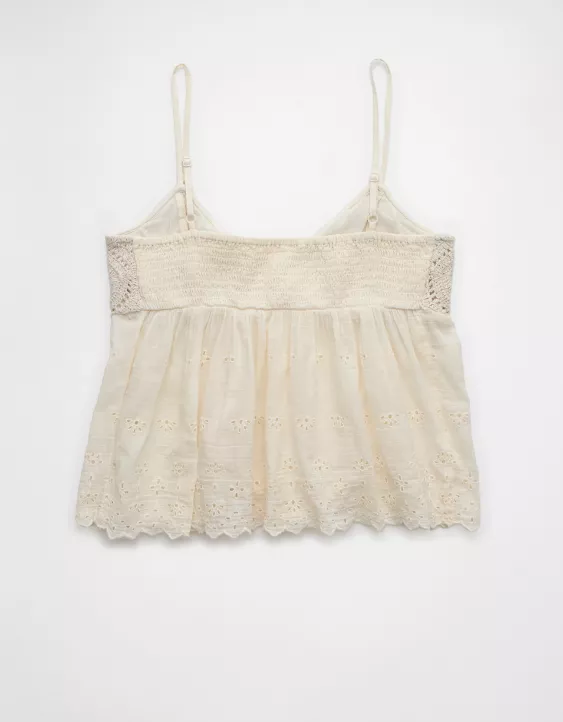 Aeo AE Crochet Eyelet Cami