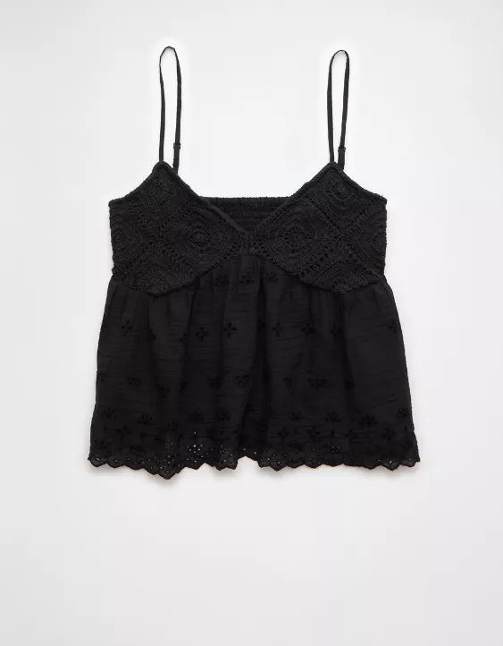 Aeo AE Crochet Eyelet Cami
