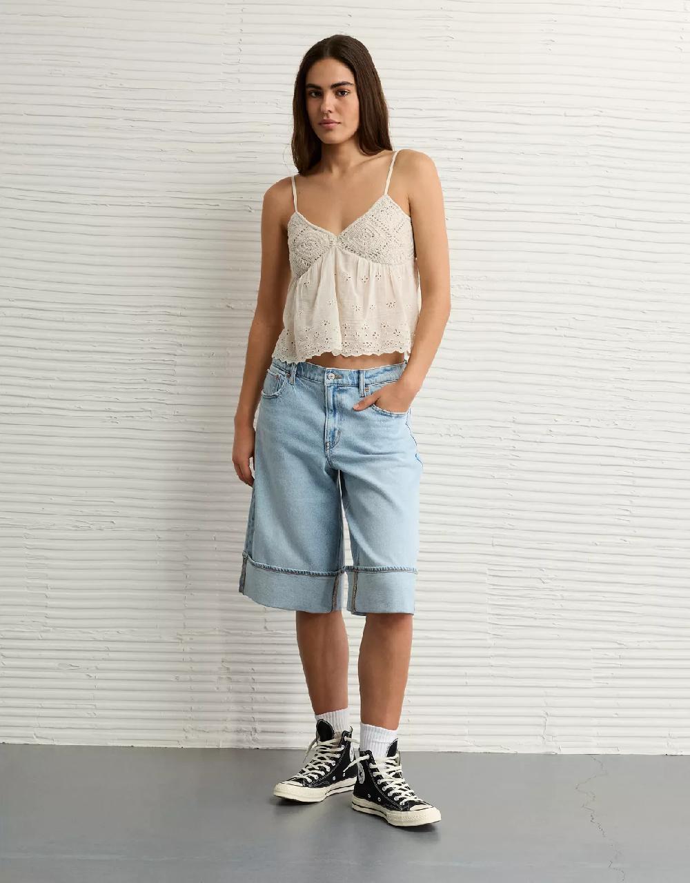 aeo AE Crochet Eyelet Cami