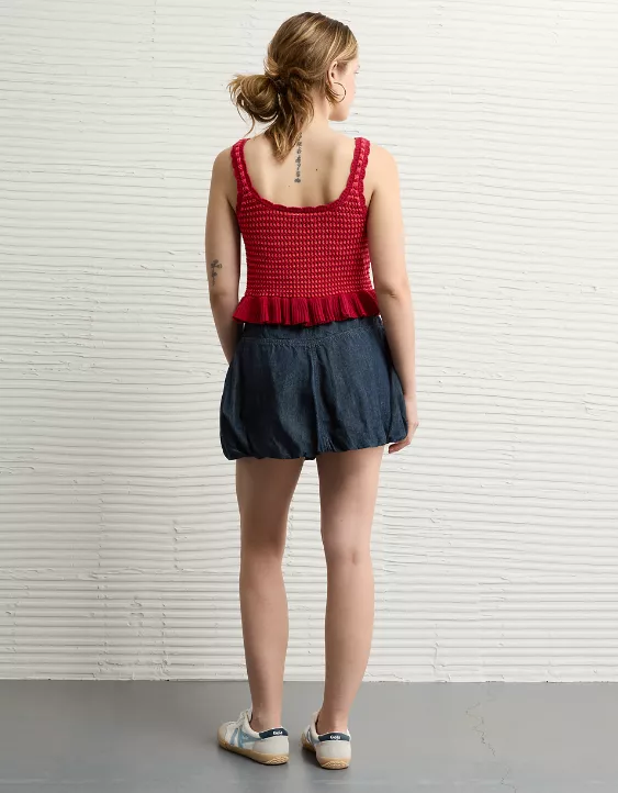 Aeo AE Crochet Peplum Tank Top