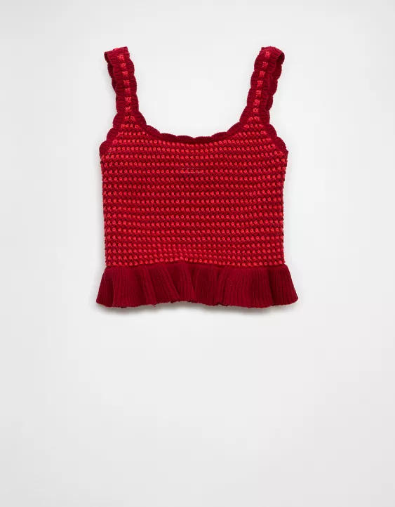 Aeo AE Crochet Peplum Tank Top
