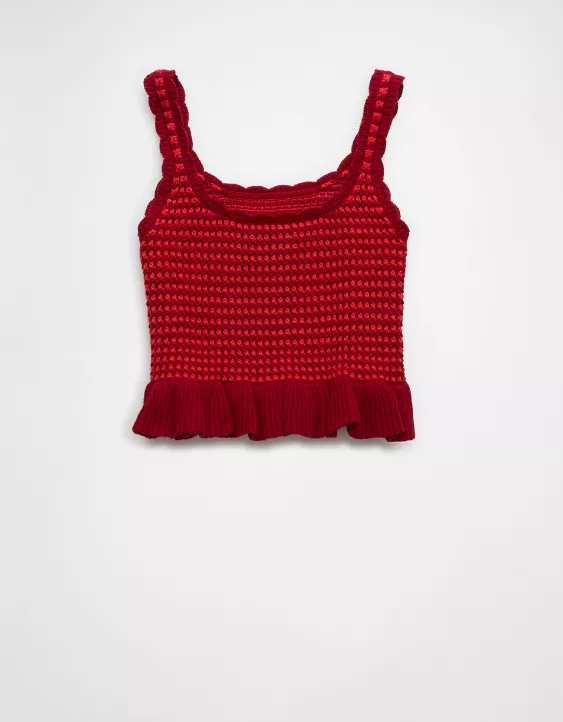 Aeo AE Crochet Peplum Tank Top