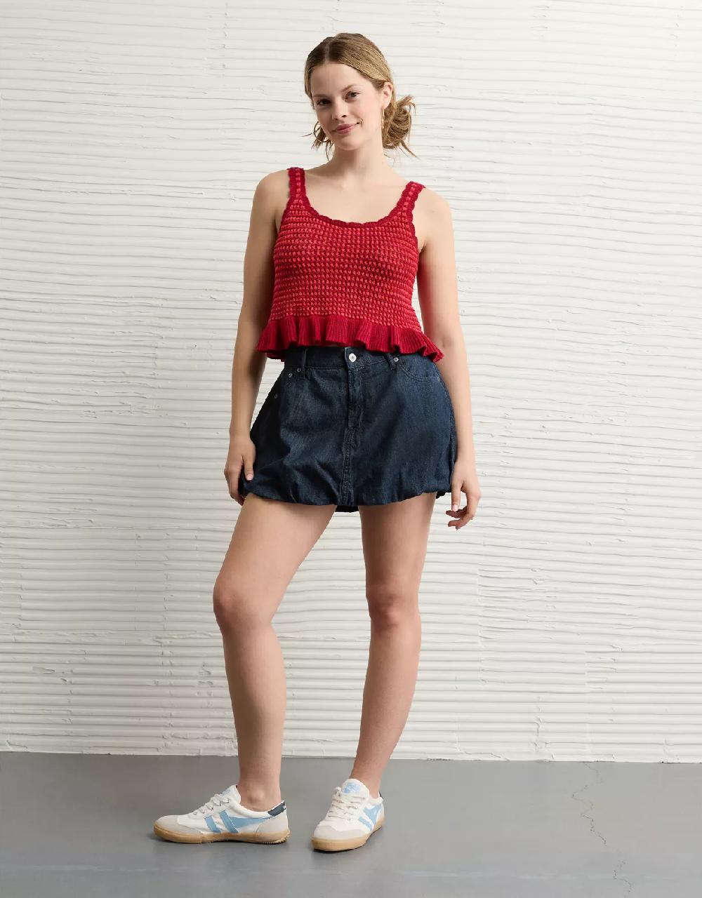 aeo AE Crochet Peplum Tank Top