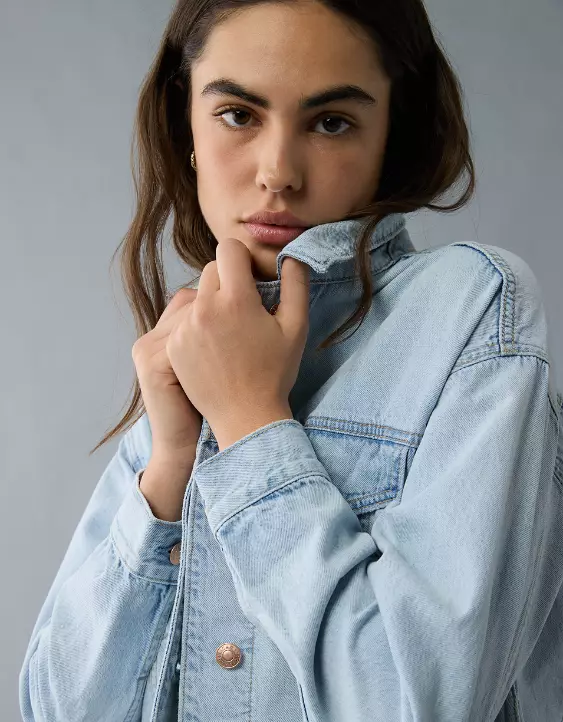 Aeo AE Cropped Cut-Off Denim Jacket