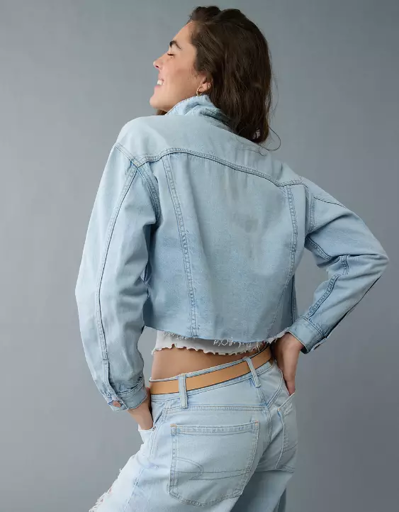 Aeo AE Cropped Cut-Off Denim Jacket