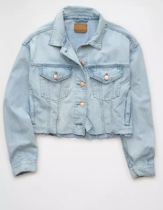 Aeo AE Cropped Cut-Off Denim Jacket