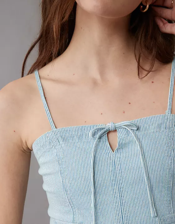 Aeo AE Cropped Railroad Denim Top
