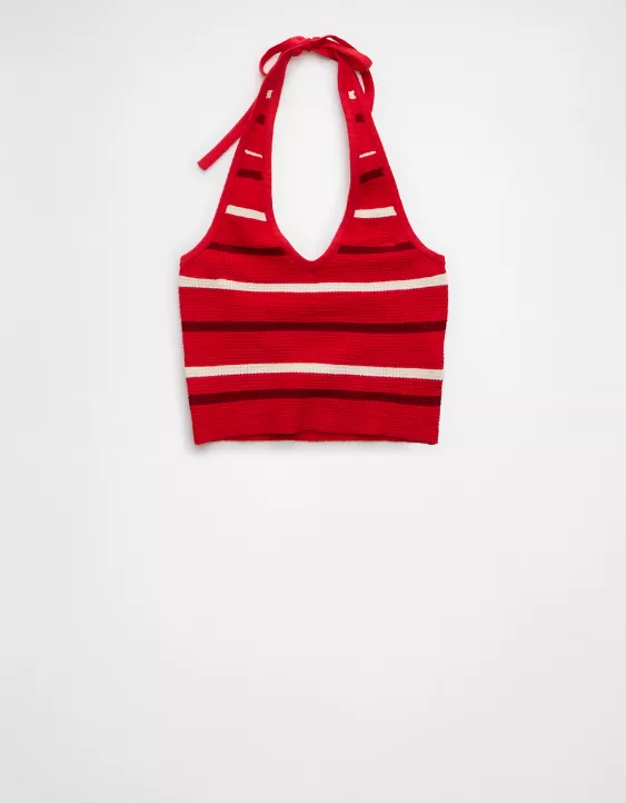 Aeo AE Cropped Striped Sweater Halter Top