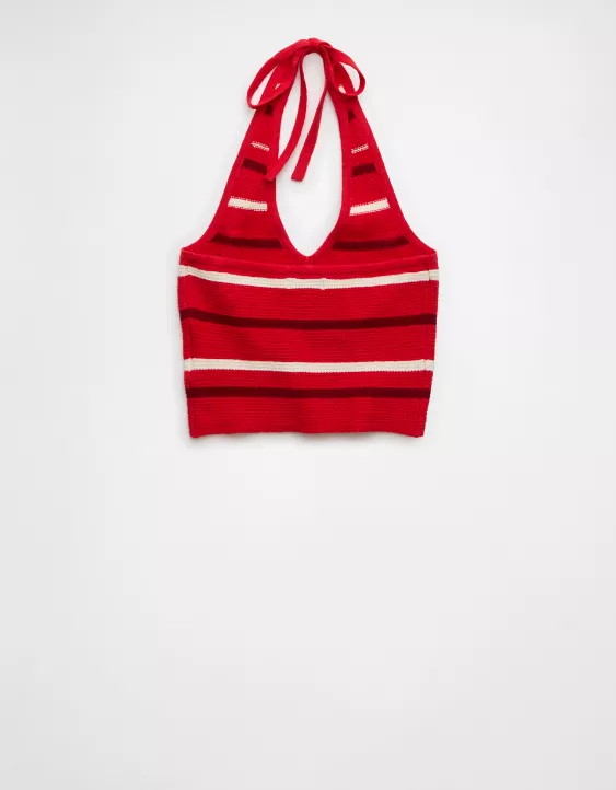 Aeo AE Cropped Striped Sweater Halter Top