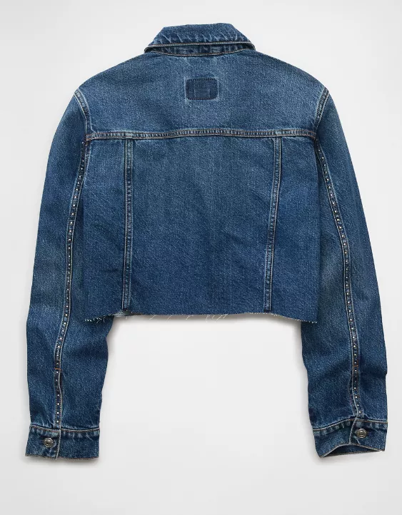 Aeo AE Cropped Studded Denim Jacket
