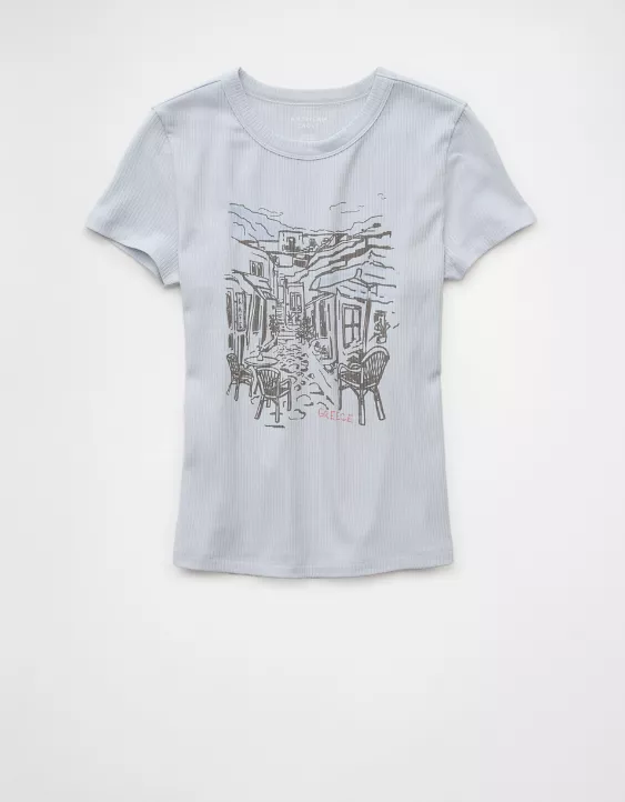 Aeo AE Destination Graphic Hey Baby Tee
