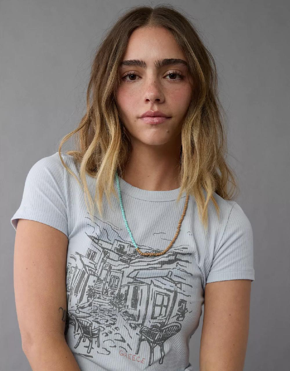 aeo AE Destination Graphic Hey Baby Tee