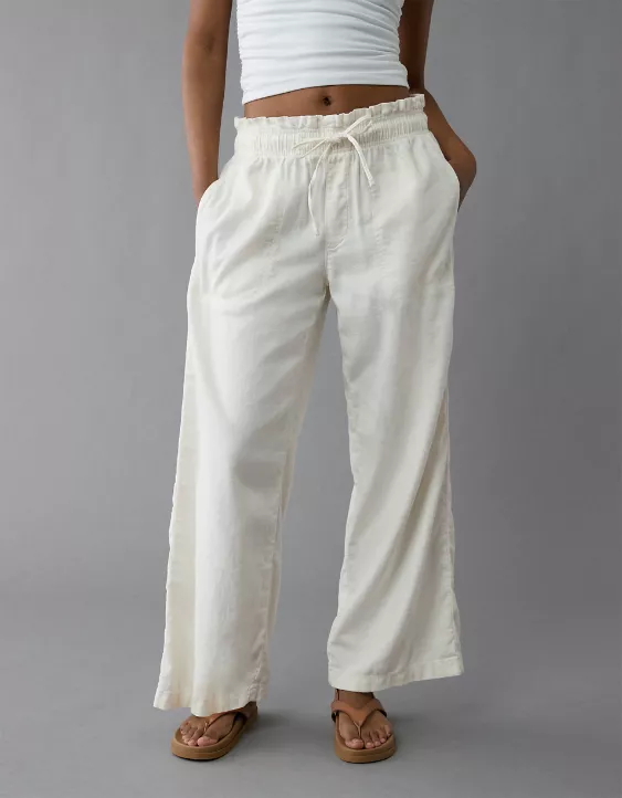 Aeo AE Dreamy Drape Linen-Blend Pull-On Pant