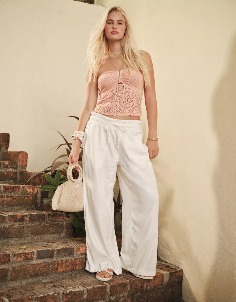 aeo AE Dreamy Drape Linen-Blend Pull-On Pant