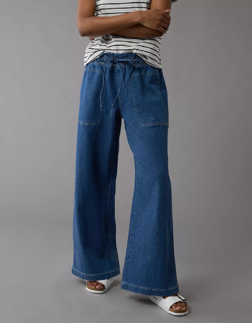 aeo AE Dreamy Drape Linen-Blend Pull-On Pant