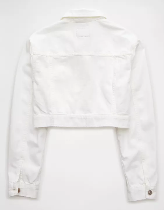 Aeo AE Dreamy Drape Super Cropped Denim Jacket