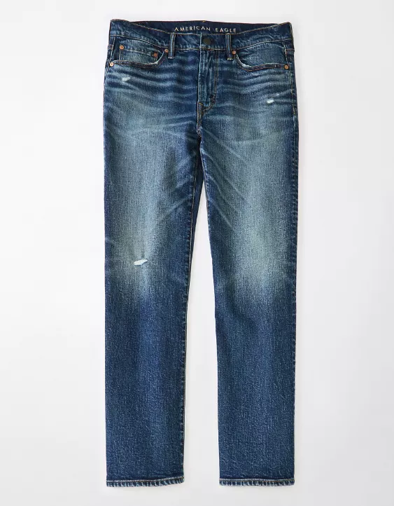 Aeo AE EasyFlex Distressed Relaxed Straight Jean