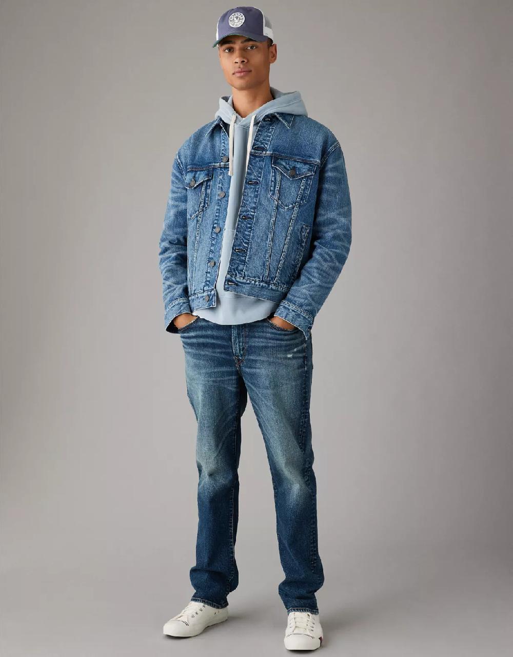 aeo AE EasyFlex Distressed Relaxed Straight Jean