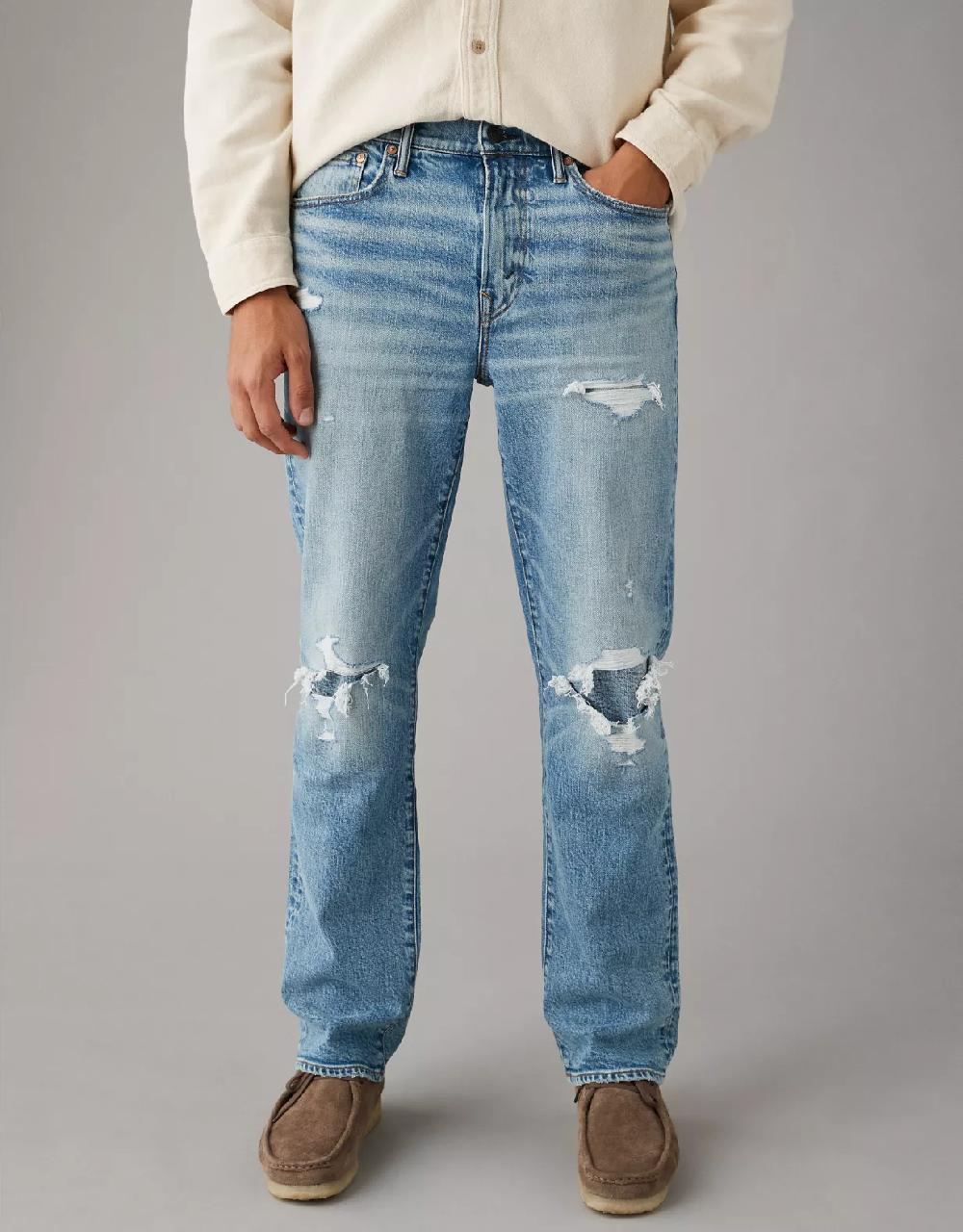 aeo AE EasyFlex Patched Relaxed Straight Jean