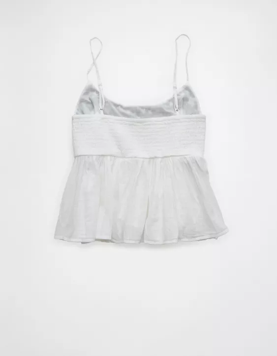 Aeo AE Embroidered Babydoll Tank Top