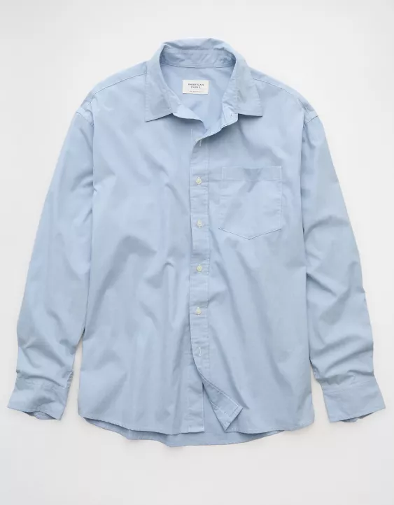 Aeo AE Everyday Relaxed Fit Poplin Button-Up Shirt