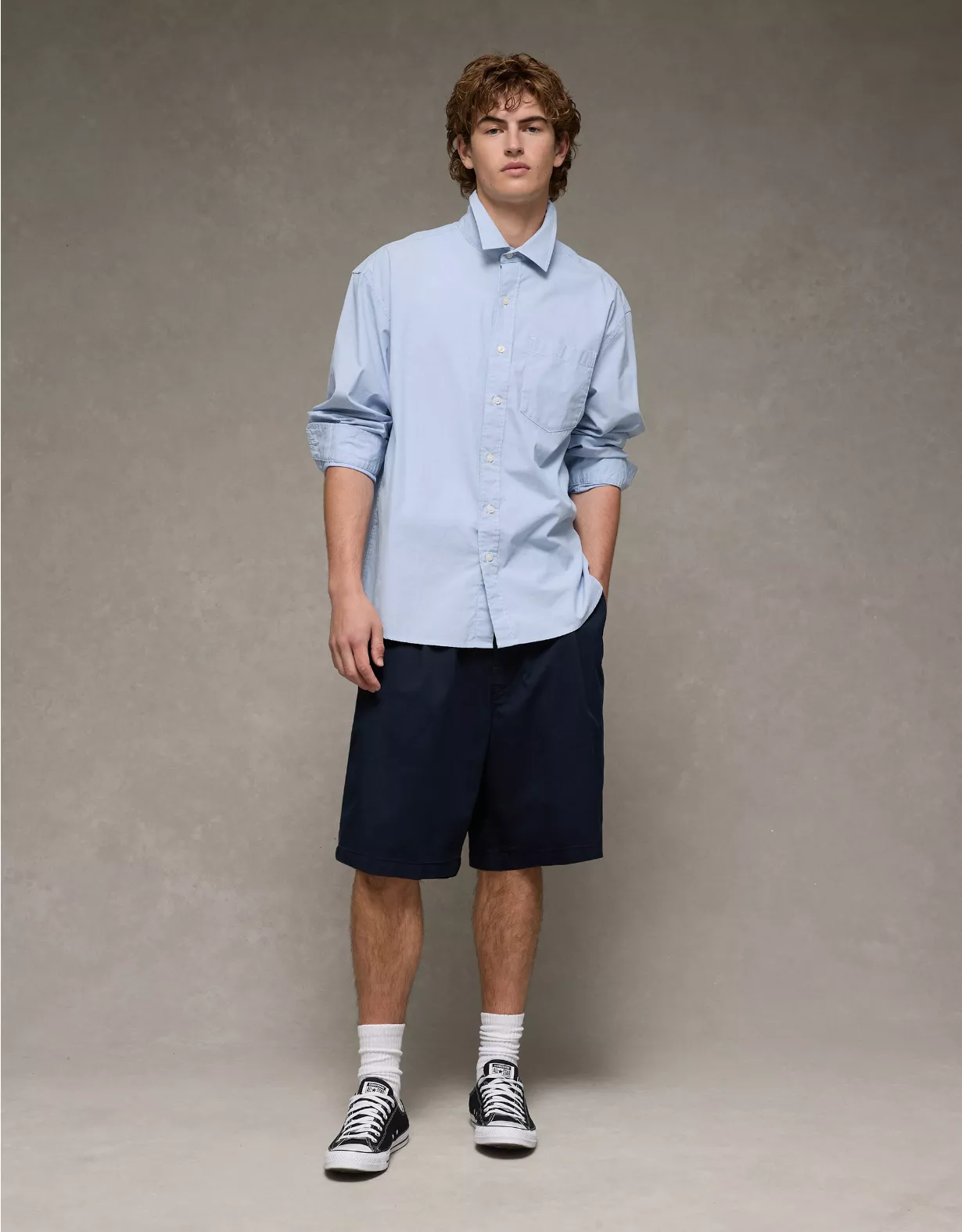 aeo AE Everyday Relaxed Fit Poplin Button-Up Shirt