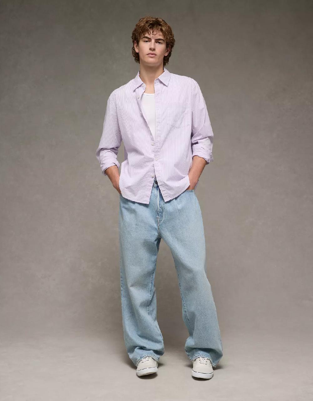 aeo AE Everyday Relaxed Fit Poplin Button-Up Shirt