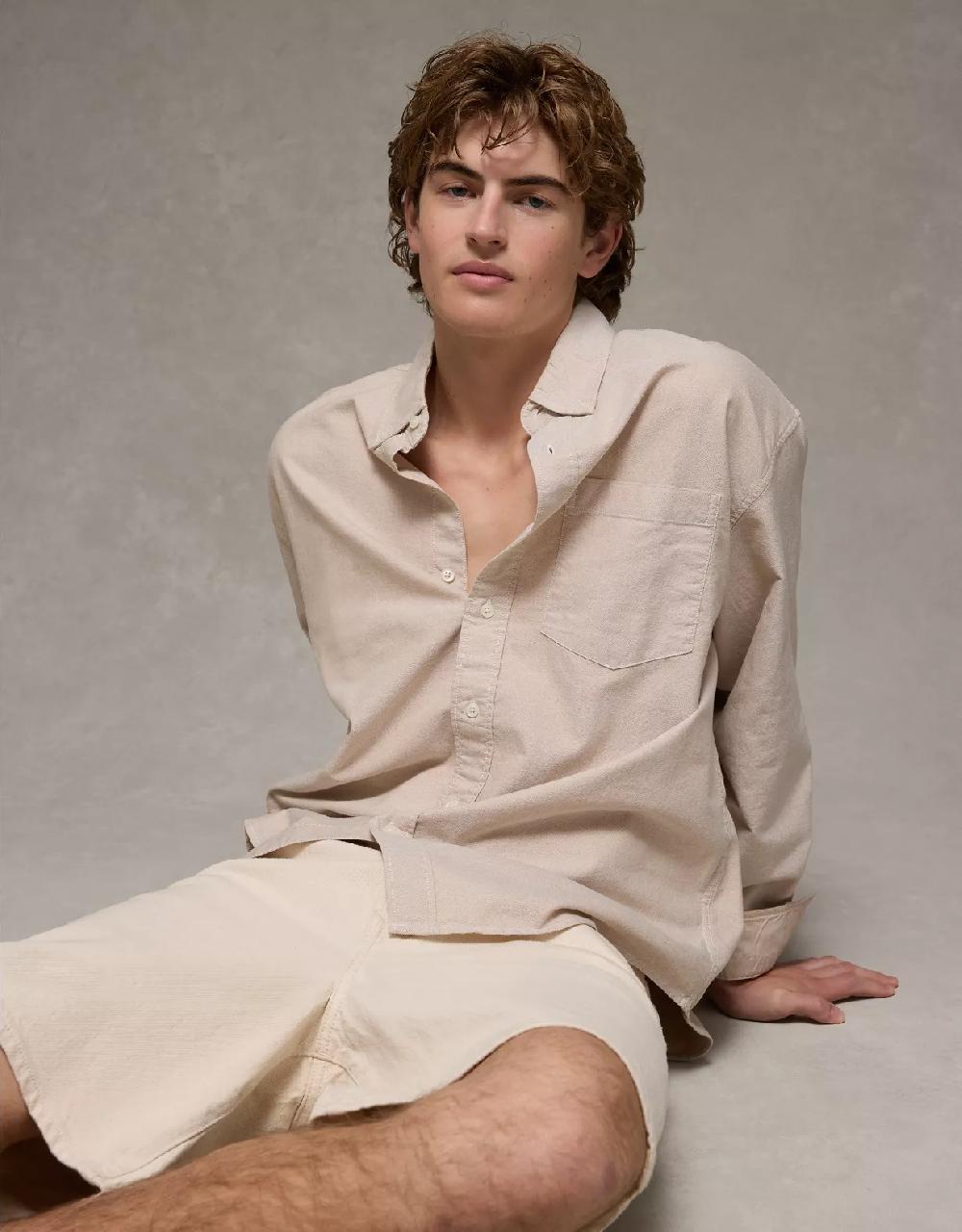 aeo AE Everyday Relaxed Oxford Button-Up Shirt