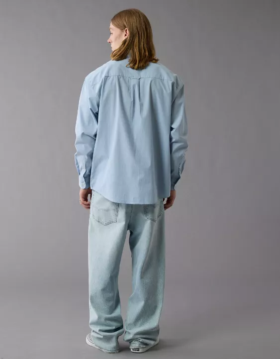 Aeo AE Everyday Relaxed Poplin Button-Up Shirt