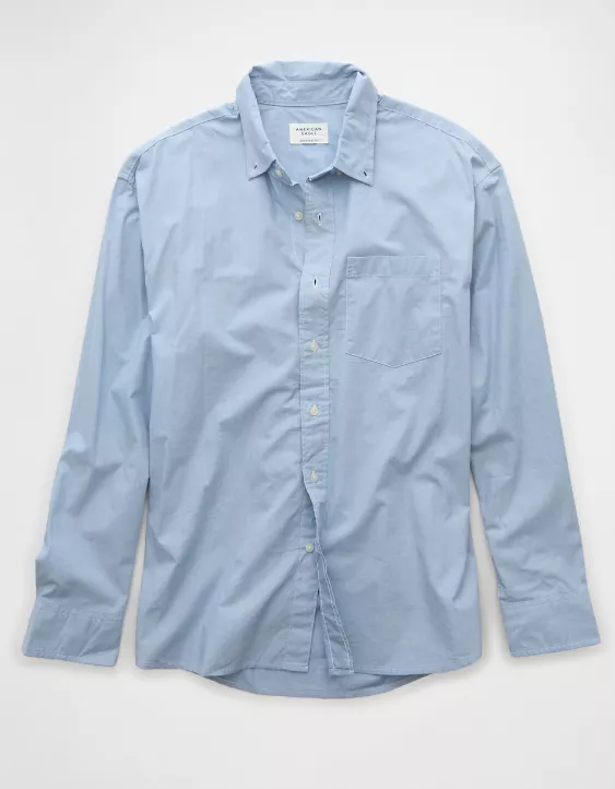 Aeo AE Everyday Relaxed Poplin Button-Up Shirt
