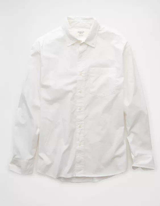 Aeo AE Everyday Relaxed Poplin Button-Up Shirt