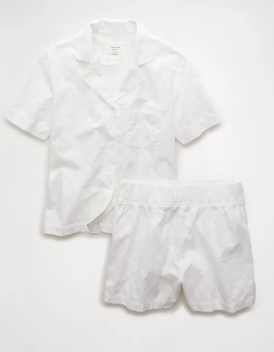 Aeo AE Eyelet Button-Up PJ Set