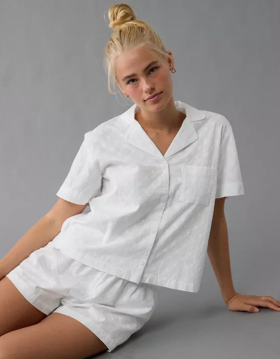 Aeo AE Eyelet Button-Up PJ Set